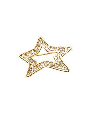 Gold-Tone Crystal Star Brooch Pin By Napier Vintage Jewelry Accent Piece